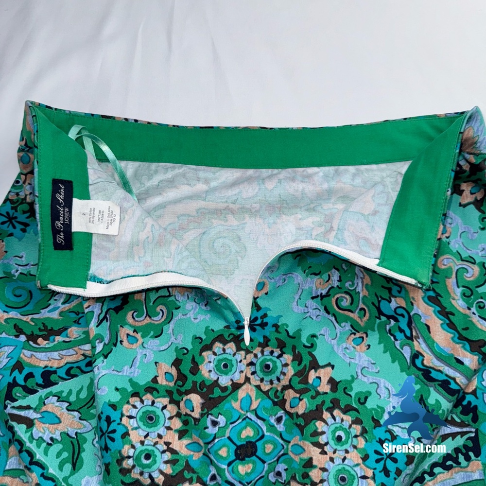 1169 J. Crew The Pencil Skirt - Size 2 - Casbah Green Medallion Print - Picture 7 of 9